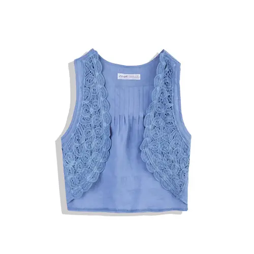 質感勾花百搭棉麻背心小外套